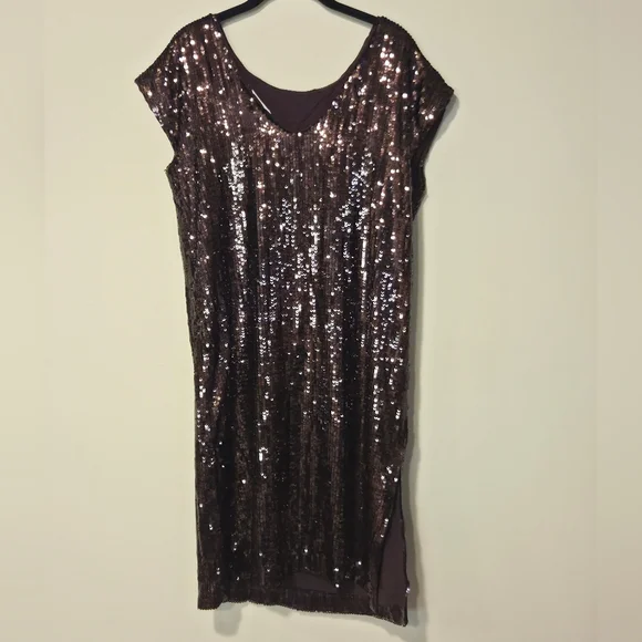 NWT Maeve Anthropologie Sparkling Brown Sequin Mini Dress Size Medium - Picture 4 of 4